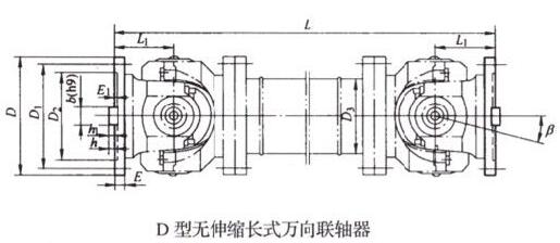 D型无伸缩长型万向联轴器
