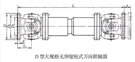 D型大规格无伸缩长型万向联轴器